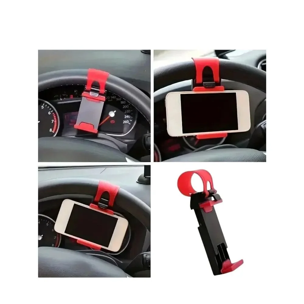 Universal Red & Black Steering Wheel Phone Mount Holder
